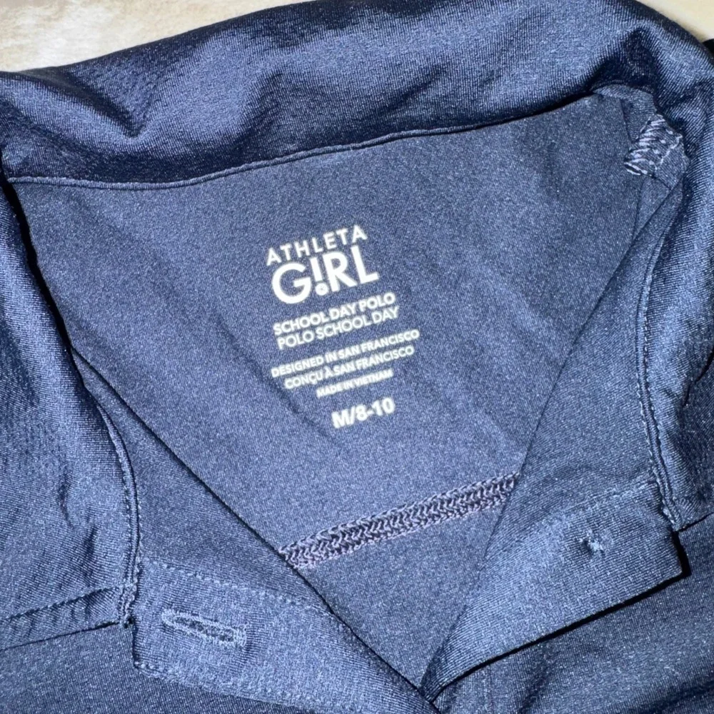 Athleta Girl School Day Polo Shirt Navy Blue Short Sleeve 2 Pack Size M 8-10